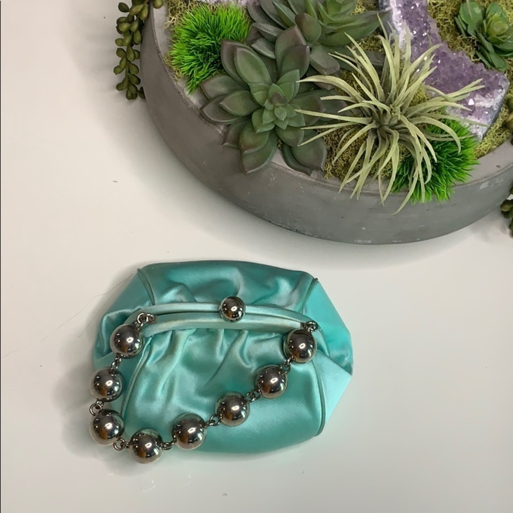Tiffany and Co Vintage Satin Bead Evening Bag silver bead